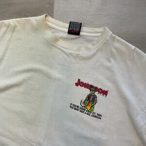 Oneita Big Johnson Thrashed Cotton Crewneck Fishing Tee White XL Made in USA